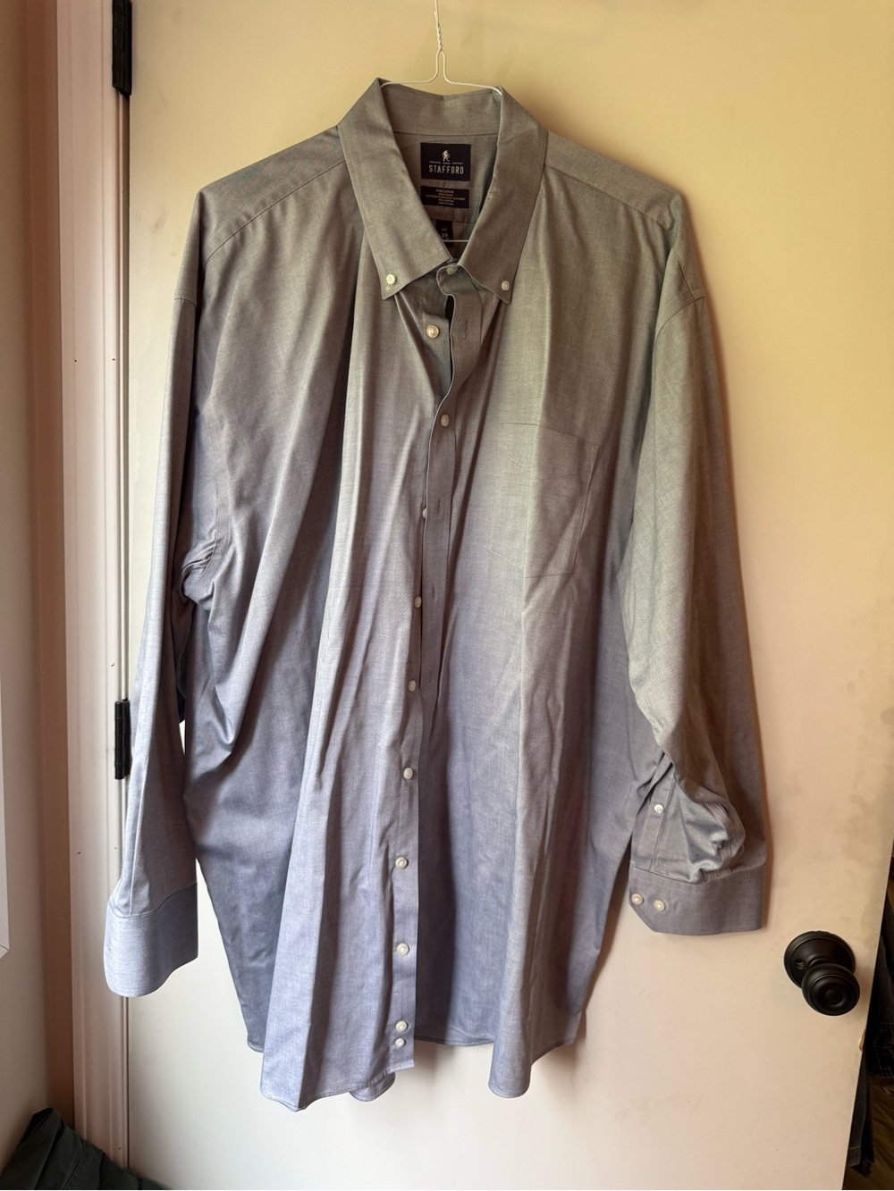 Stafford Men's Button-Down Dress Shirt in Grayish Blue